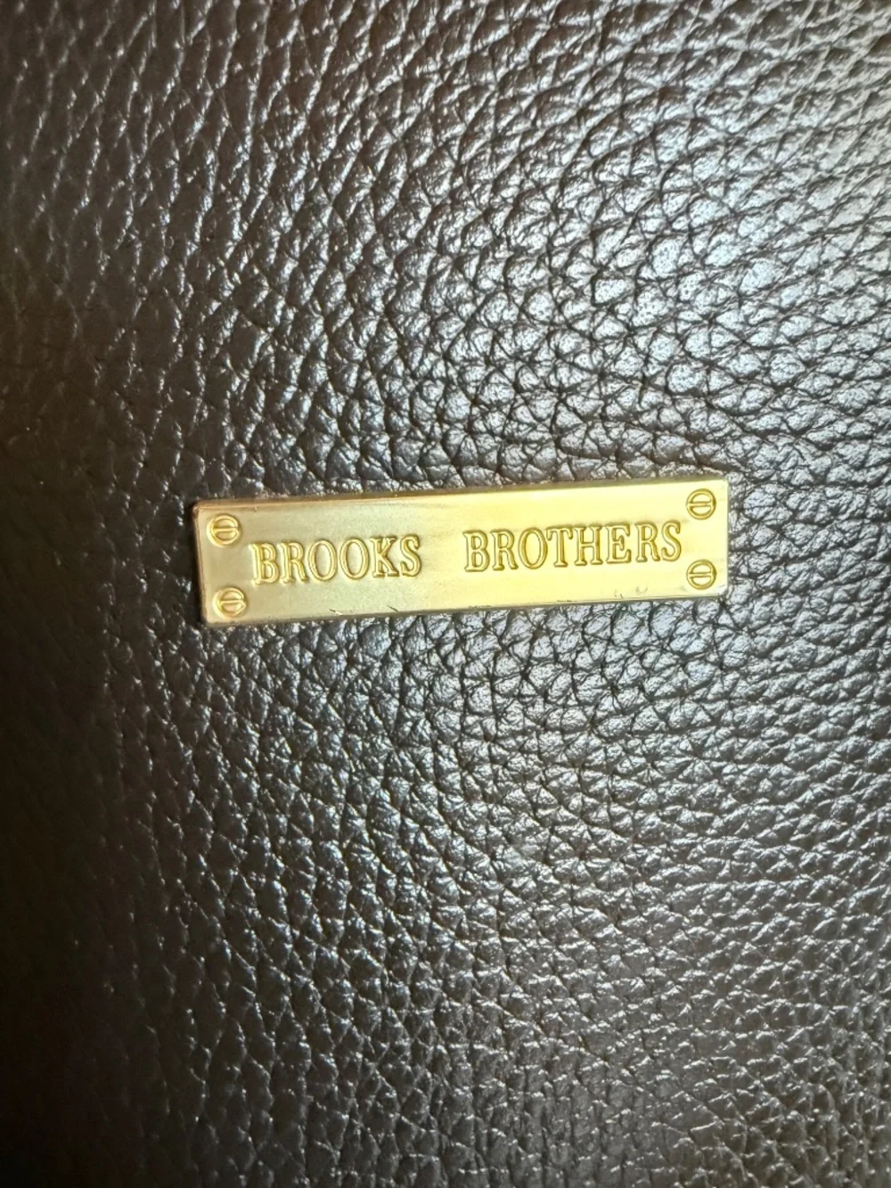 Brooks Brothers Brown Pebbled Leather Briefcase Messenger Bag With Lock and Key